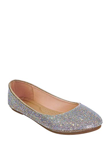 Rhinestone Crystal Embellished Ballet Flats - Round Toe Padded Shoes2