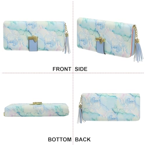 Image of Pomelo Best RFID Wallets for Women with Multiple Card Slots and Cellphone Compartment, Womens Wallet Cyan