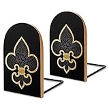 Fleurdelis Fleur De Lis Royal French Lily Gothic Book Ends for Shelves Wooden Bookends Holder for Heavy Books Divider Modern Decorative 1 Pair