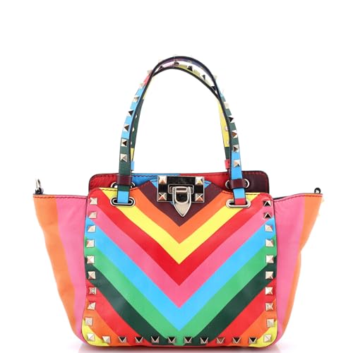 Pre-Loved 1973 Rockstud Tote Striped Leather Mini, Print