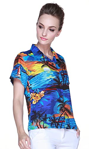 Image of Hawaii Hangover Family Matching Hawaiian Clothes, Sunset Blue | Family matching Hawaiian outfits, Sunset Blue, lightweight rayon, machine washable, tropical print, luaus, cruises