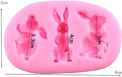 Miniatura 3 de Cestony Moldes de silicona 3D de conejo, conejo y zanahoria vegetal, para manualidades, pasteles, fondant, galletas, jabón, azúcar, pudín,