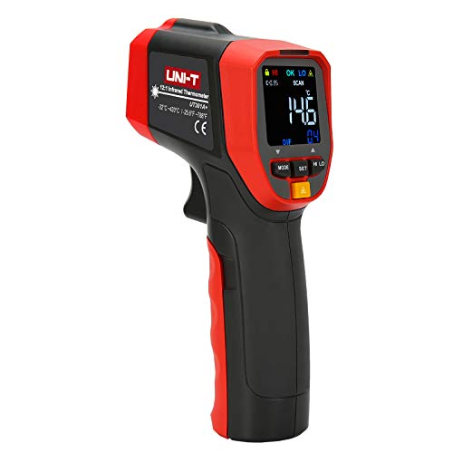 UNI-T UT301A+ Infrared Thermometer, Not for Human, -25.6Â°F to 788Â°F (-32Â°C to 420Â°C) Non-Contact Digital Laser Temperature Gun with LCD Display, Red & Grey