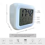 Digital Alarm Clock for Kids, Kids Alarm Clock with 7 LED Color Changing Night Light, Alarm Clocks Bedside with Temperature, Calendar, Snooze, Battery Operated Travel Digital Clock for Boys, Girls - Image 5