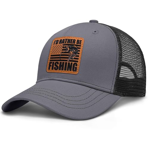 Image of Fishing Hat Fishing Gifts for Men Bass Fish Flag Snapback Trcuker Hats for Men Fishing Gear Accessories Stuff