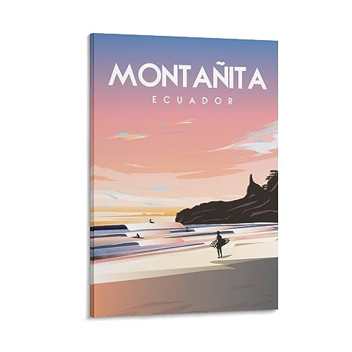 Poster Montanita Ecuador decoration murale vintage en toile 30x45 cm pour salon et bureau