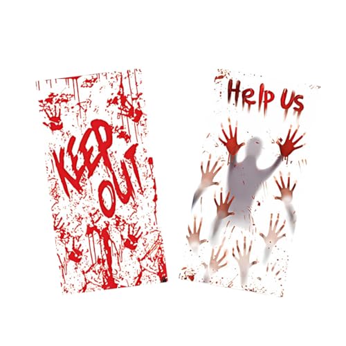 ARCUS Halloween Door Cover, Spooky Design Door Decoration, Vinyl Wrap for Door, Window, Cupboard, Party Decoration Poster, Banner, Horror Haunted House Prop Decor 201cm x 89cm