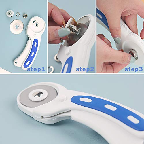 45mm-Rotary-Cutter-with-5-Pcs-Rotary-Cutter-Blades-and-A5-Cutting-Mat-Rotary-Cutter-for-Fabric-Rotary-Cutter-Set-for-Quilting-Sewing-Arts-Crafts-Sharp-and-Durable 45mm-Rotary-Cutter-with-5-Pcs-Rotary-Cutter-Blades-and-A5-Cutting-Mat-Rotary-Cutter-for-Fabric-Rotary-Cutter-Set-for-Quilting-Sewing-Arts-Crafts-Sharp-and-Durable