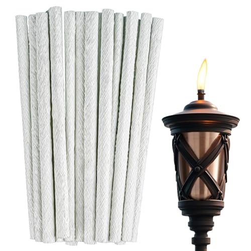 Sukh Oil Lamp Wicks - 20 Pcs Lantern Wick Long Life Fiberglass Torch Wicks Replacement Wicks Wine Bottle Wick for for Patio Lighting Garden Lights DIY Homemade Torch Decor(1/2 inch x 9.85 inch)