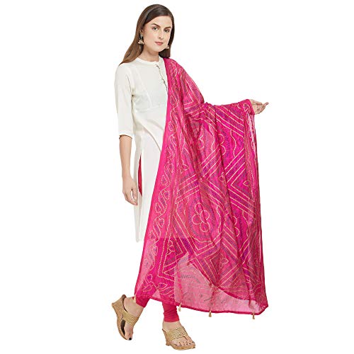 Image of DUPATTA BAZAAR Woman's Printed Bandhini Silk dupatta