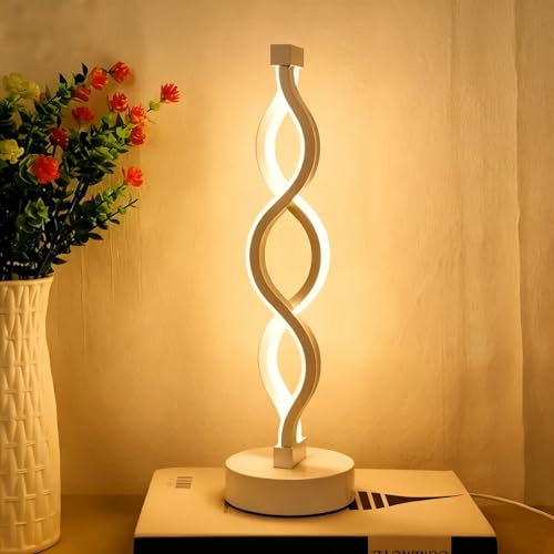 Lampade da tavolo a LED moderne Lampade da scrivania a spirale dimmabili uniche con 3 livelli di colori per camera da letto da letto e soggiorno Ufficio Libreria Art Wall Decor