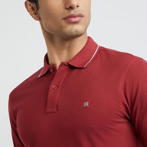 Image of Raymond Men's Modern Fit Solid Pattern Pure Cotton Polo Neck Half Sleeve Casual T-Shirt