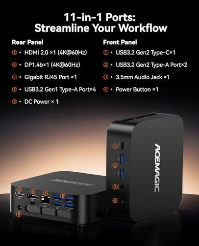 ACEMAGIC K1 Mini PC Windows 11 Pro, AMD Ryzen 5 7530U 16GB 512GB Triple 4K WiFi 6 Mini Desktop - image 8