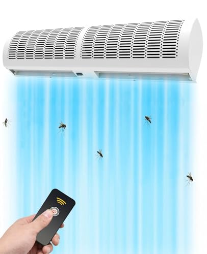 YKLYTBD Air Curtain for Doors Commercial Door Blower to Keep Flies & Insects Out High Velocity 2-Speed Air Curtain with Remote Control Aluminum Alloy Fly Fan for Home & Business (110V)