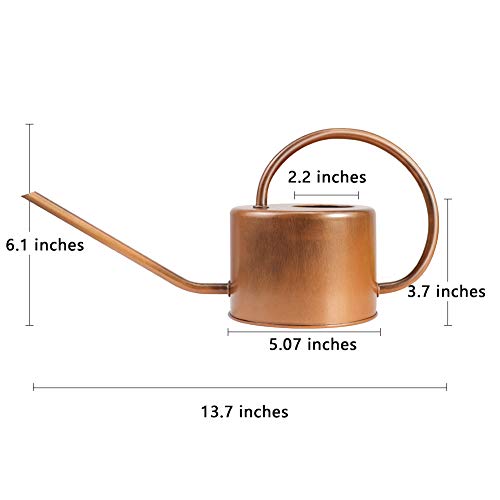 Megawodar 40 oz Decorative Copper Colored Galvanized Steel Watering Can - Easy Pour Gooseneck Spout for Indoor Plant Watering - Image 6