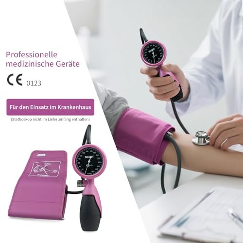 SCIAN Hand Manuelles Blutdruckmessgerät, Aneroid Sphygmomanometer zur Messung am Oberarm mit europäischer Manschette (22-42 cm), inklusive Tragetasche für Krankenpfleger, Ärzte, Senioren, Erwachsene