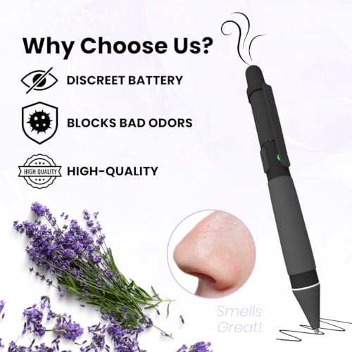 Aromatherapy Writing Pen Battery with Real Ink Tip and Hidden Diffuser Port, Soft Touch Ballpoint for Note Taking, Signature, and On-the-Go Relaxation, Rechargeable Wellness Gift for Office or Travel