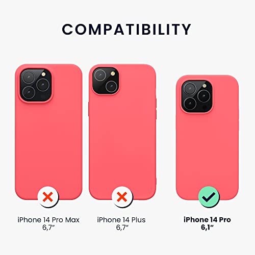 kwmobile Case for iPhone 14 Pro Case - Soft Slim TPU Silicone Phone Cover - Wireless Charger Friendly - Neon Coral - Image 2