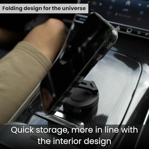 Image of RIGGEAR Vacuum Suction Magnetic Phone Mount, 360 Rotating Foldable Mobile Holder for Car, Office Desk, Mirror, Kitchen & Gym Use (AstroNexus Black)