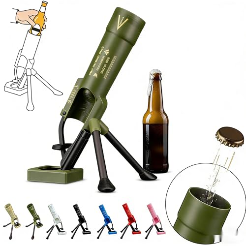 Abridor de botellas de cerveza con diseño de mortero, expulsión automática de tapas con mecanismo de presión, abridor de botellas de cerveza mortar divertido para bar en casa, fiesta (verde, 1 unidad)