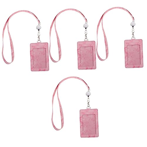 Porte-badge rétractable PU marbré étui protection ID lot de 4