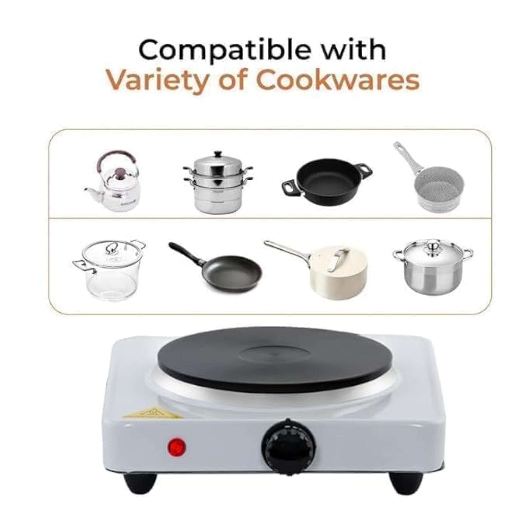 Portable Electric Hot Plate, 500W Single Burner