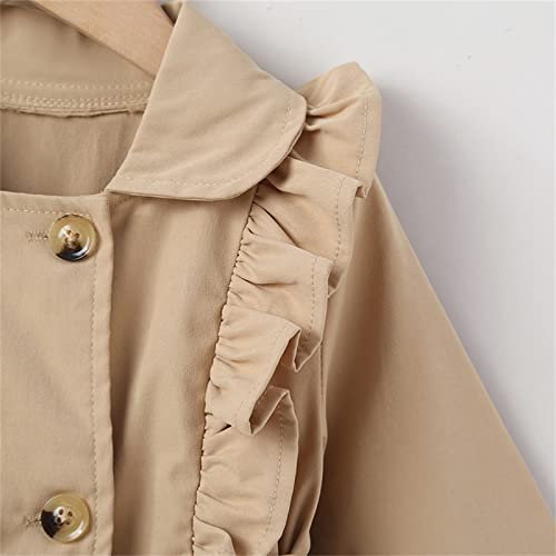 Kids Toddler Girls Ruffles Long Sleeve Trench Coat Double Breasted Lace Edge Outwear Girls Winter Jacket Baby Girl4