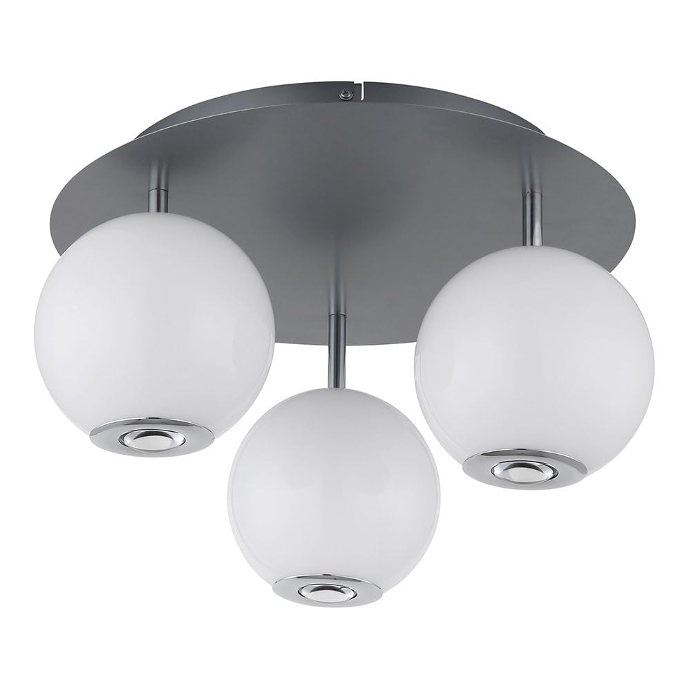 Deckenleuchte Deckenlampe Wohnzimmerleuchte grau opal 3 flammig CCT LED D 42 cm