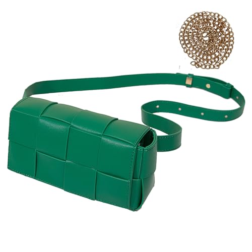 Mini bolsa transversal de tecido, bolsa de cinto com cinto ajustável, pochete bolsa de ombro, Verde, Small, Mini bolsa de tecido