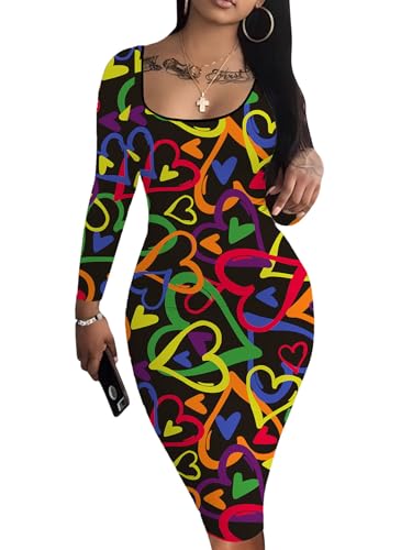 Image of Nimsruc Womens Autumn Casual Sexy Long Sleeves Bodycon Dress Basic Pencil Midi Club Dresses
