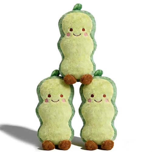 HISBO 3 Pcs Small Pea Stuffed Animal, Pea Pod Plush Pillow for Emotional Support, Gift Giving, Kids