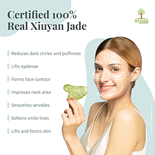 STARR-GIA Certified 100% Xiuyan Jade Gua Sha Massage Tool-Face Massager Reduces Puffiness-Gua Sha Facial Tools Promotes Blood Flow-Easy to Hold Face Sculpting Tool-Trigger Point Acupuncture - Image 3