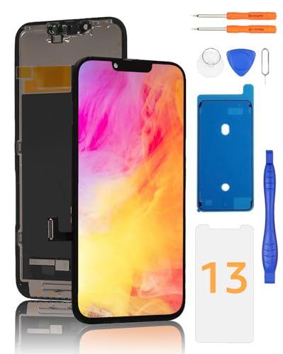 Yodoit for iPhone 13 Screen Replacement 6.1 Inch LCD Display FHD Touch Digitizer with Repair Tool Kit Protective Film Compatible with Model A2482 A2631 A2634 A2635 A2633