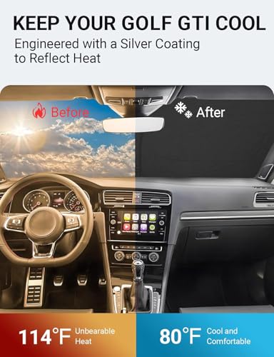 Image of Proadsy 2026 Upgrade Front Windshield Sun Shade Foldable Sunshade Protector Custom Fit 2015-2021 Volkswagen Golf GTI Accessories