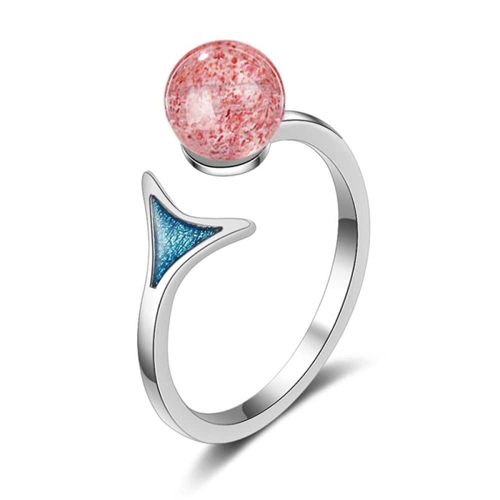 Bague queue de poisson bleu et cristal pour un look estival - 8
