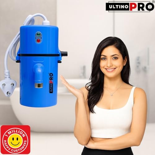 Image of ULTINO-PRO Brand) UNLIMITED WATER RUN Instant Electric Water Geyser, Portable Geyser, Mini Geyser, ABS Body- Shock Proof, Electric Saving, Replacement Warranty (BLUE)