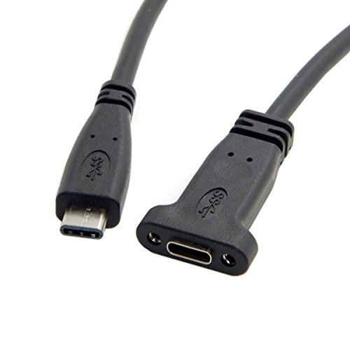 cablecc USB-C USB 3.1 Type C Male to Female Extension Data Cable with Panel Mount Screw Hole, Type-C Female to Type-C Male - Image 2