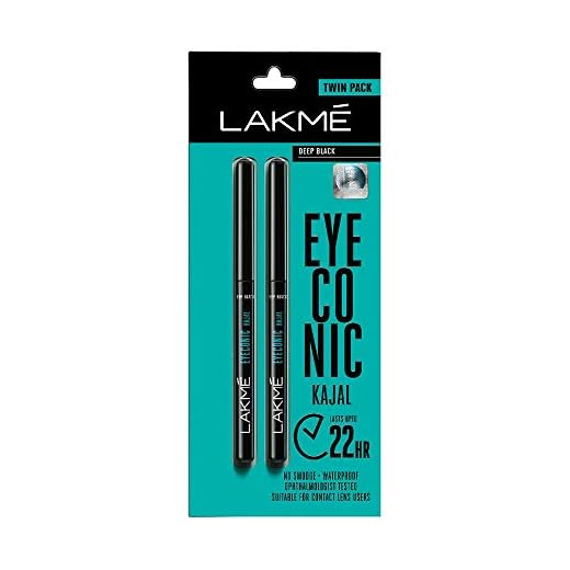 Lakme Eyeconic Kajal Twin Pack, Black, 0.35g with 0.35g