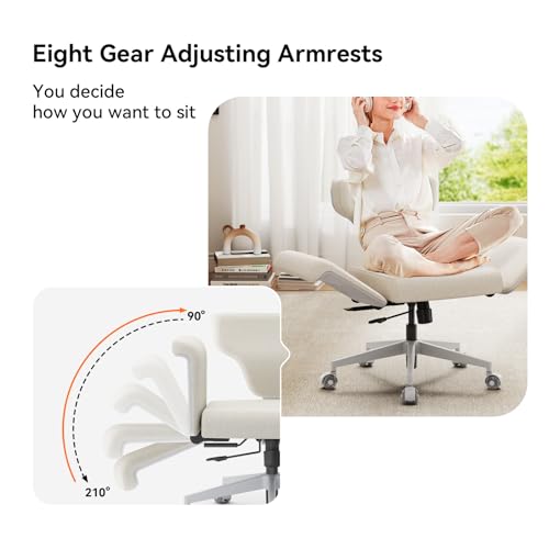 Image of DROGO Freedom-X Multi-Position Cross Legged Office Chair for Work from Home with Laptop Tray, Flexible Armrests, Adjustable Backrest & Cup Holders | Gaming Chair with Breathable Cushion Seat (Biege)