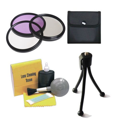 Filtres d'objectif 3 pièces Sony HDR-SR11 avec kit de nettoyage et mini trépied de table