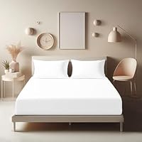 Aspire Homeware Single Fitted Sheet - 25 cm Deep Hotel Quality (White) Bed Sheets - Soft & Breathable Fitted Sheet Single Bed - Anti-Wrinkle Easy Care Fitted Sheets