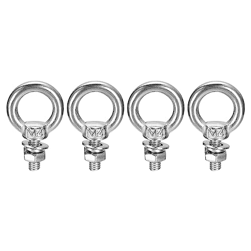 Image of uxcell Lifting Eye Bolt, 4 Sets M4x11mm Eye Bolt with Nut Washer 304 Stainless Steel Shoulder Lifting Ring Eye Bolt for Hanging Item