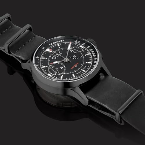 Strela Montre pour homme avec mouvement Sea-Gull ST1901 - Chronographe - Remontage manuel Cosmos - 40 mm, Co40cyb-b – vue 4