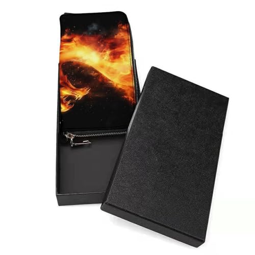 Fiery Dragon PU Leather Clutch Long Bifold Wallet, Coin Purse Credit Pass Case, Durable Card-Holder Money Storage for Women Men3