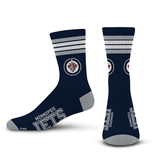 For Bare Feet NHL Winnipeg Jets 4 Stripe Deuce Crew Sock Team Color LARGE