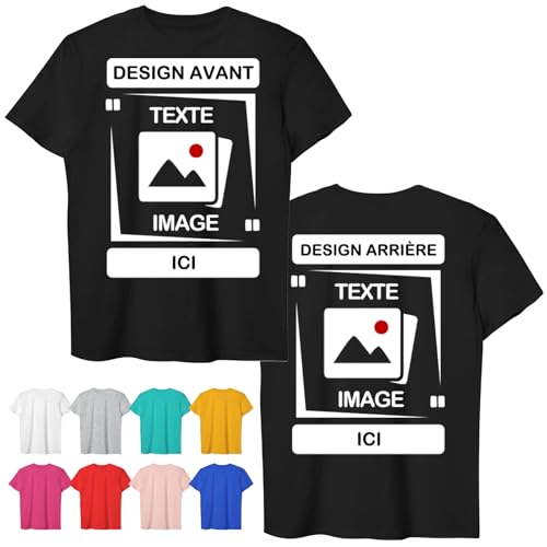 CustomSolo Tee Shirt Personnalisable Recto/Verso - T Shirt Personnalisé avec Photo ou Texte, Cadeau Personnalisé, Tshirt Personnalisé, T-Shirt Personnalisé...