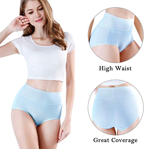 Image of wirarpa Women's Cotton Underwear High Waist Full Coverage Brief Panty Multipack