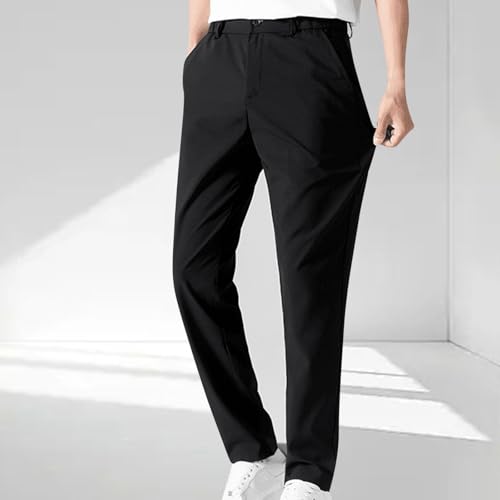 Men's Lightweight Dress Pants Elastic Waist Casual Classic Stretch Flat Front Trousers 2025 Formal Work Business Pants2