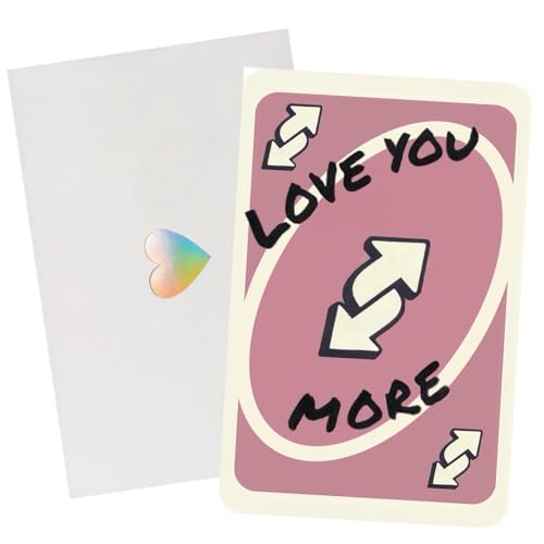 Virelle I Love You More UNO Reverse Card - Funny Anniversary Card for Husband Anniversary Card Gifts for Him Birthday Card for Boyfriend Romantic I Love You Card for Partner