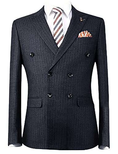 Manteau d'affaires homme veste formelle double boutonnage rayée